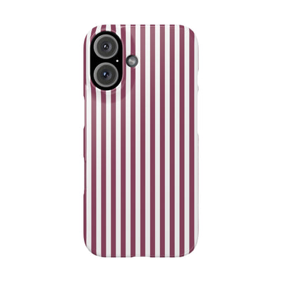 Slim Claret Red Striped Cute Phone Case for Iphone 16 - | iPhone 15 Pro Max Case | iPhone 14 Case Iphone 13 12 11 10 9 8 7 XS X Gift for Her - Studio40ParkLane