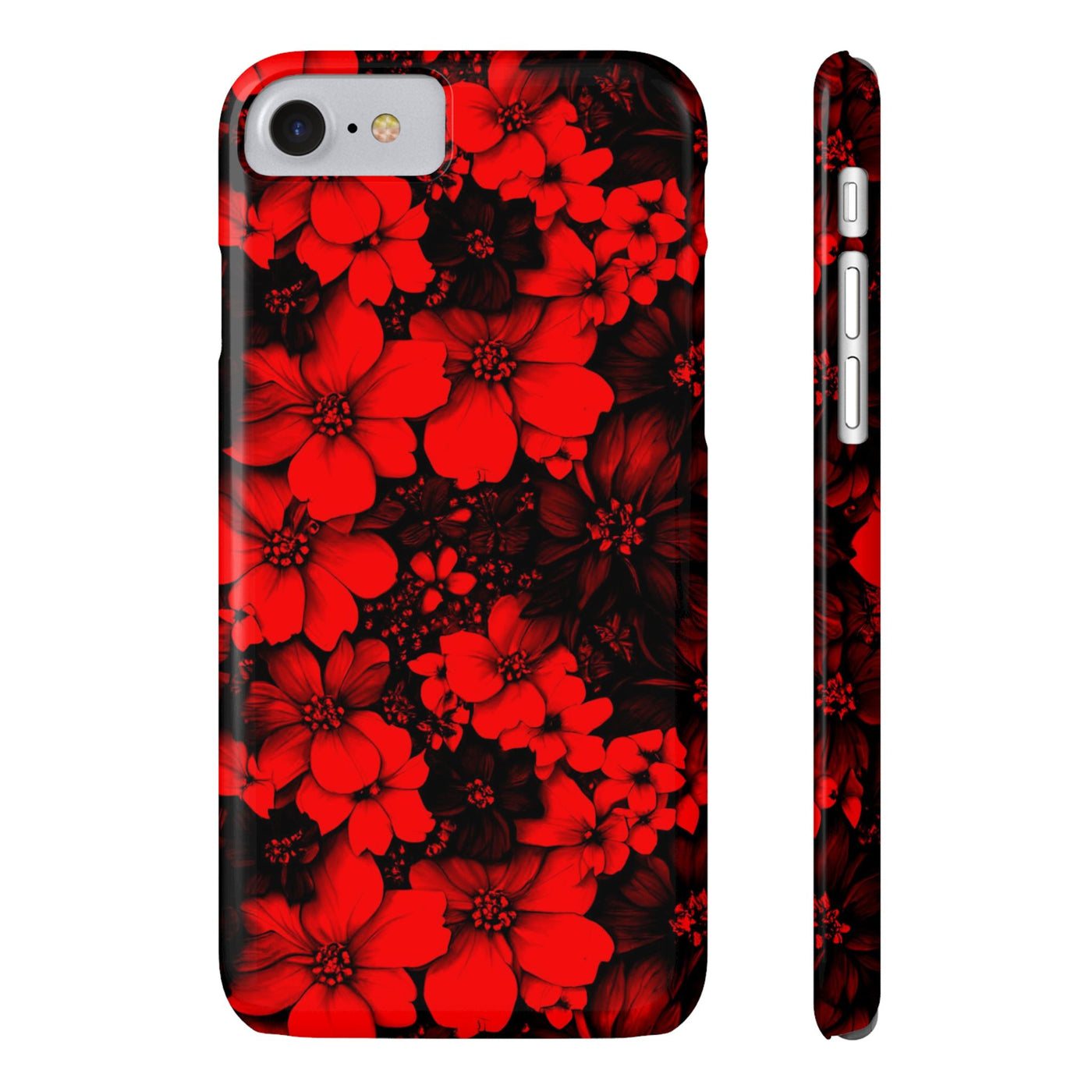 Slim Cute iPhone Cases - | iPhone 15 Case | iPhone 15 Pro Max Case, Iphone 14 Case, Iphone 14 Pro Max, Iphone 13, Red Black Flowers