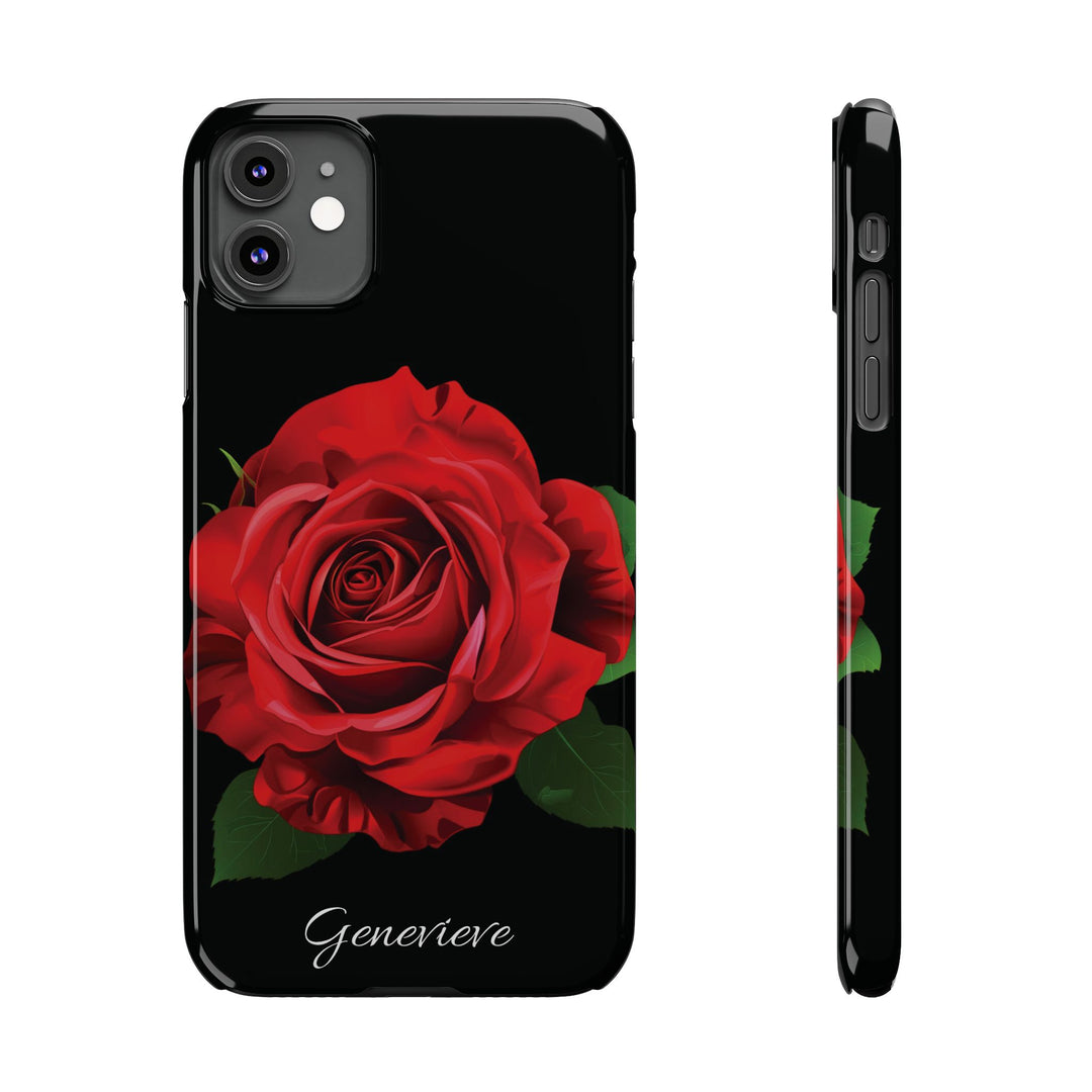 Slim Custom Personalized Red Rose Flowers Gift for Her Cute Phone Cases for Iphone 16 Pro Max | iPhone 15 Case | iPhone 15 Pro Max Case, Iphone 14, Iphone 14 Pro Max, Iphone 13 12 11 8 7 - Studio40ParkLane