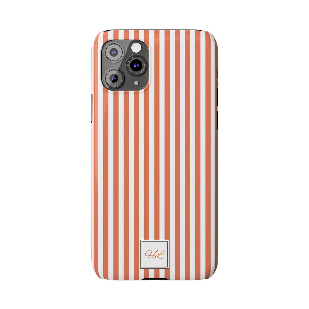 Slim Custom Personalized Winter Peach Striped Phone Case for Iphone 17 - | iPhone 16 Pro Max Case | iPhone 15 Case Iphone 14 13 12 11 10 9 8 - Studio40ParkLane
