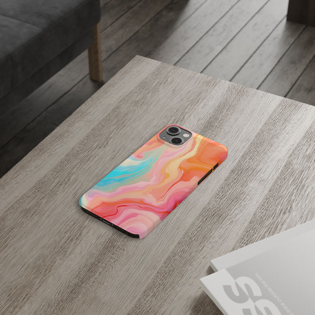 Slim Blue Pink Orange Marbled Cute Phone Cases for Iphone 16 Pro Max | iPhone 15 Case | iPhone 15 Pro Max Case, Iphone 14, Iphone 14 Pro Max, Iphone 13 12 11 8 7 - Studio40ParkLane