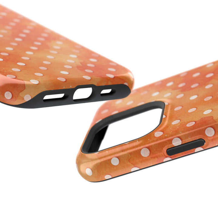 Aesthetic Tough Magsafe Orange Polka Dots Phone Case - For iPhone 17 Pro Max iPhone 16 Pro iPhone 15 Iphone 14 Plus 13 Pro 12 11 10 XR - Studio40ParkLane