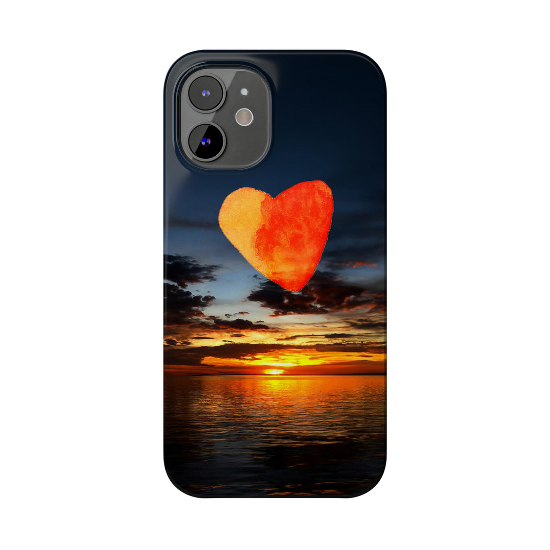 Slim Cute Phone Cases for Iphone - | iPhone 15 Case | iPhone 15 Pro Max Case, Iphone 14 Case, Iphone 14 Pro Max, Iphone 13, Rising Heart Sunset - Studio40ParkLane