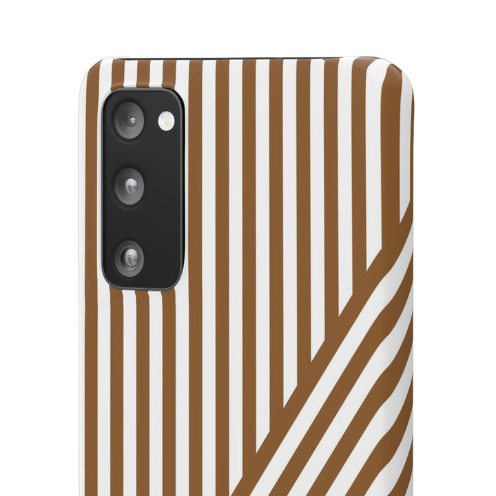 Aesthetic Mocha Brown Stripes Cute Phone Case Sleek Snap - For iPhone 17 Pro Max iPhone 16 Pro iPhone 15 Iphone 14 Plus 13 Pro 12 11 10 Gift - Studio40ParkLane