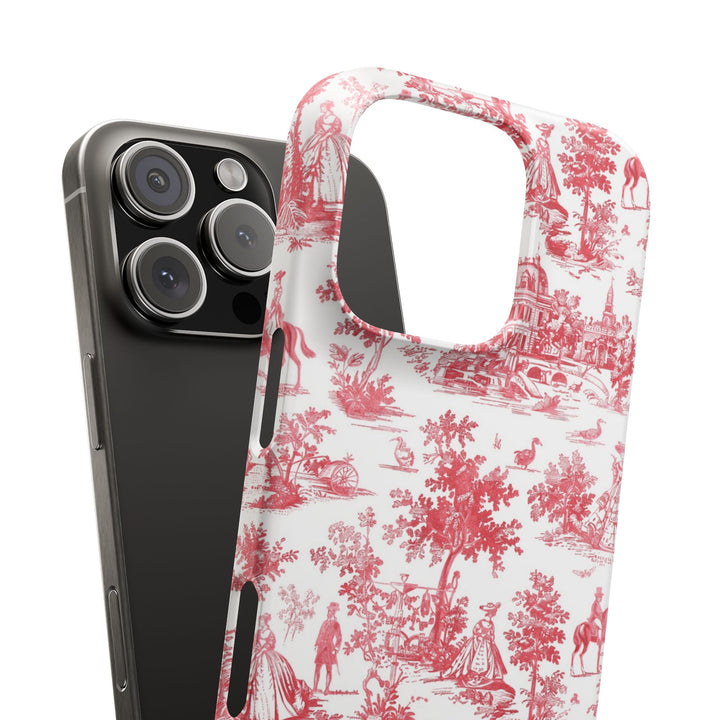 Snap French Toile Personalized Initial Custom Gift for Her Cute Phone Cases for Samsung S24, S23, S22, S21, S20, Plus and Ultra and Iphone, 16, 15, 14, 13, 12, 11. 10 - Studio40ParkLane
