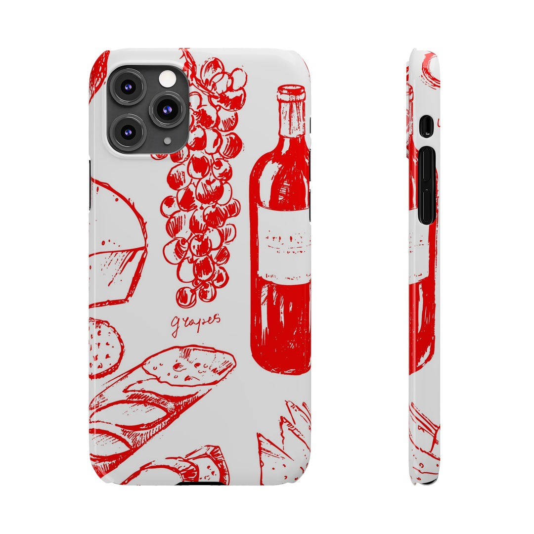 Slim Cute Phone Cases for Iphone | iPhone 15 Case | iPhone 15 Pro Max Case, Iphone 14, Iphone 14 Pro Max, Iphone 13, French Food Wine Red - Studio40ParkLane