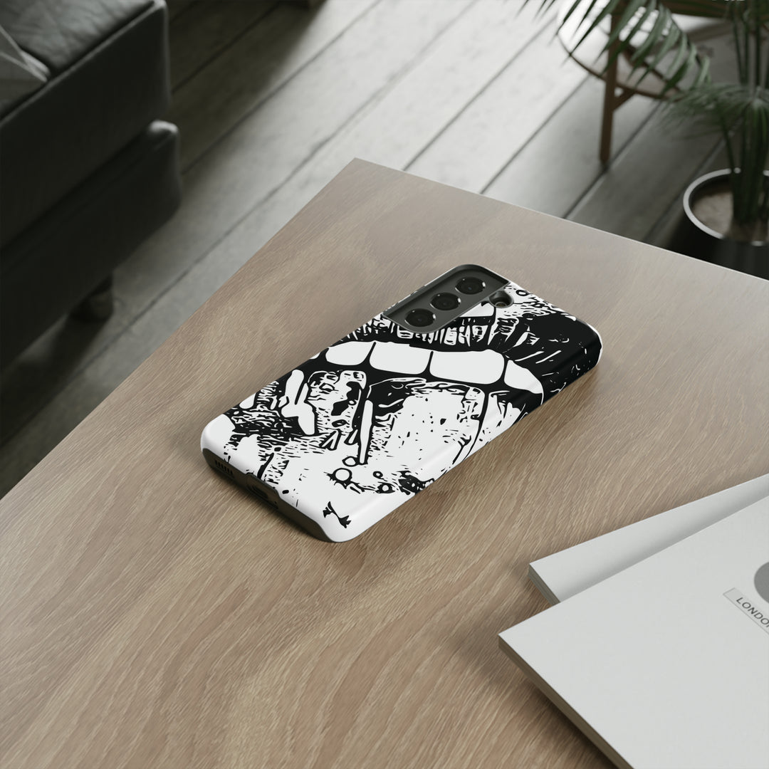 Cute Samsung Phone Case | Aesthetic Samsung Phone Case | Smile Lips Black White | Galaxy S23, S22, S21, S20 | Luxury Double Layer | Cool - Studio40ParkLane