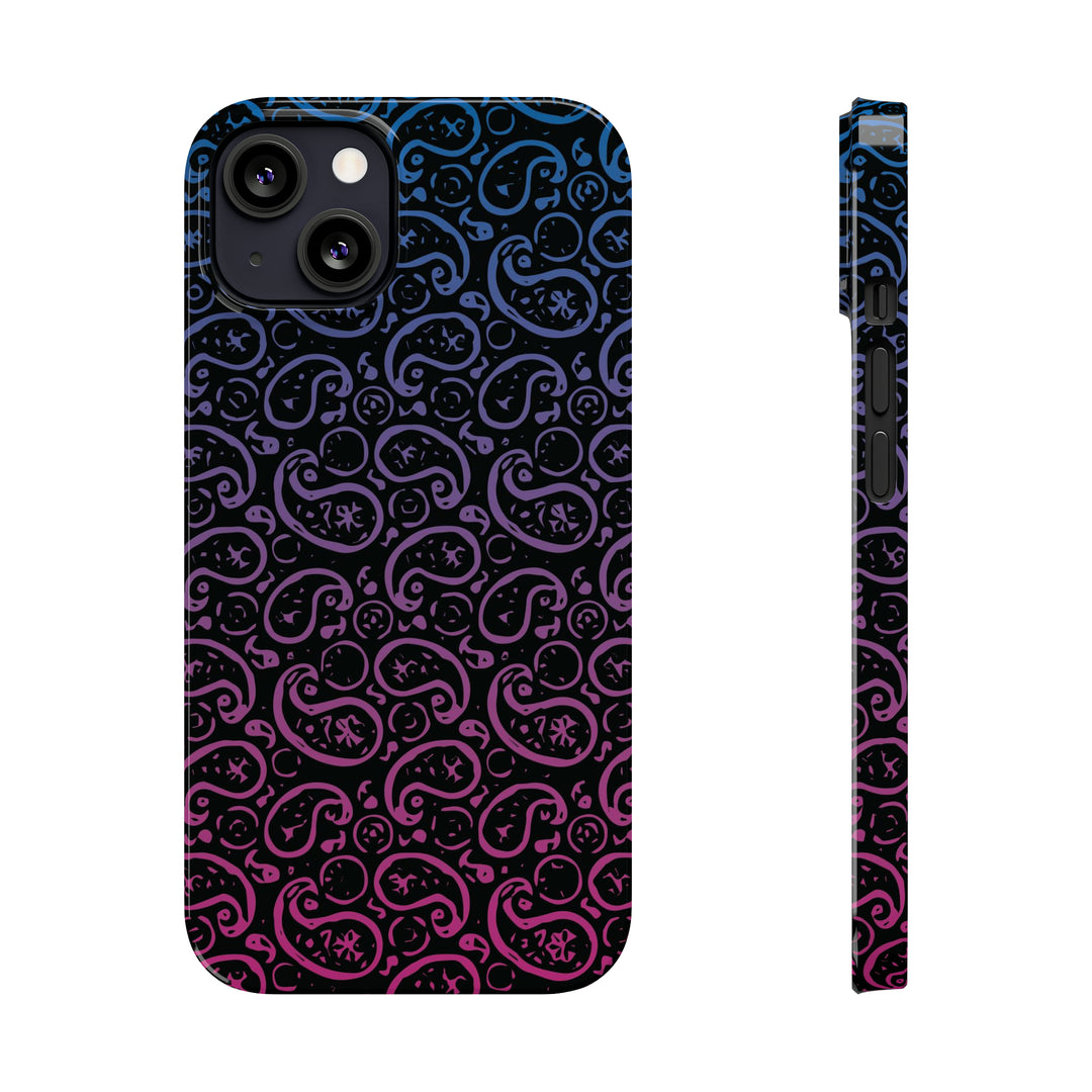 Slim Cute Phone Cases for Iphone - | iPhone 15 Case | iPhone 15 Pro Max Case, Iphone 14 Case, Iphone 14 Pro Max, Iphone 13, Paisley Blue Pink Black - Studio40ParkLane