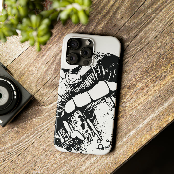Slim Cute Phone Cases for Iphone - | iPhone 15 Case | iPhone 15 Pro Max Case, Iphone 14 Case, Iphone 14 Pro Max, Iphone 13, Smile Lips Black and White - Studio40ParkLane