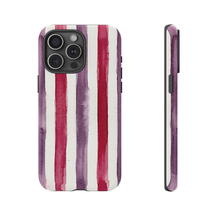 Tough Cute Wine Red Purple Stripes Phone Case, for IPhone 17 Pro Max | Iphone 17 Air, Iphone 16, IPhone 15, 14 13 12, Samsung Galaxy S26, S25, S24, S23 - Studio40ParkLane