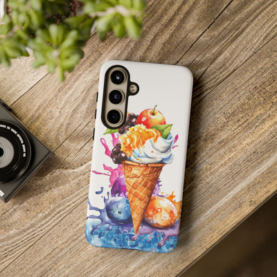 Impact Resistant, Summer Ice Cream Cone, Cute Phone Cases for Samsung S24, S23, S22, S21, IPhone 15 pro Iphone 14 pro Iphone 13 IPhone 12 Iphone 11