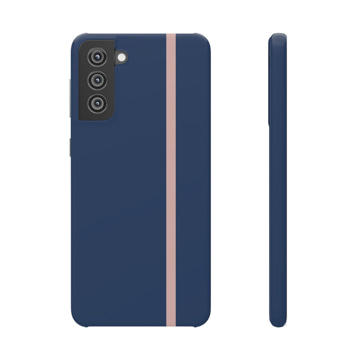 Sleek Navy Blue Pink Stripe Snap Phone Case for iPhone 18 17 16 15 14 13 Pro Max, Samsung Galaxy S26 S25 Ultra Lightweight Cute Phone Case - Studio40ParkLane