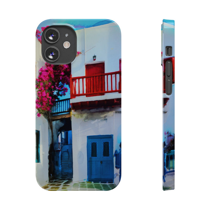 Slim Cute Phone Cases for Iphone | iPhone 15 Case | iPhone 15 Pro Max Case, Iphone 14, Iphone 14 Pro Max, Iphone 13, Colorful Greek Alley Watercolor - Studio40ParkLane