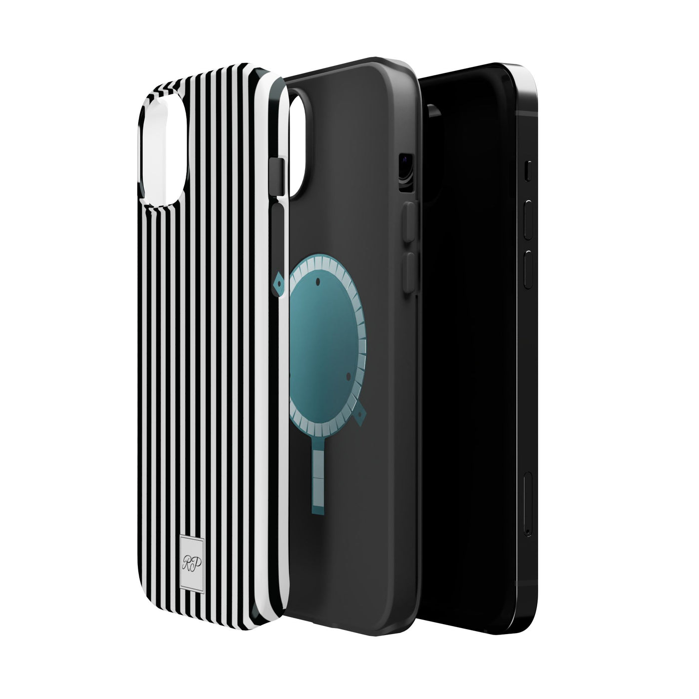 Custom Personalized Black White Striped Magsafe Phone Case for Iphone 17 - | iPhone 16 Pro Max Case | iPhone 15 Case Iphone 14 13 12 11 10 - Studio40ParkLane