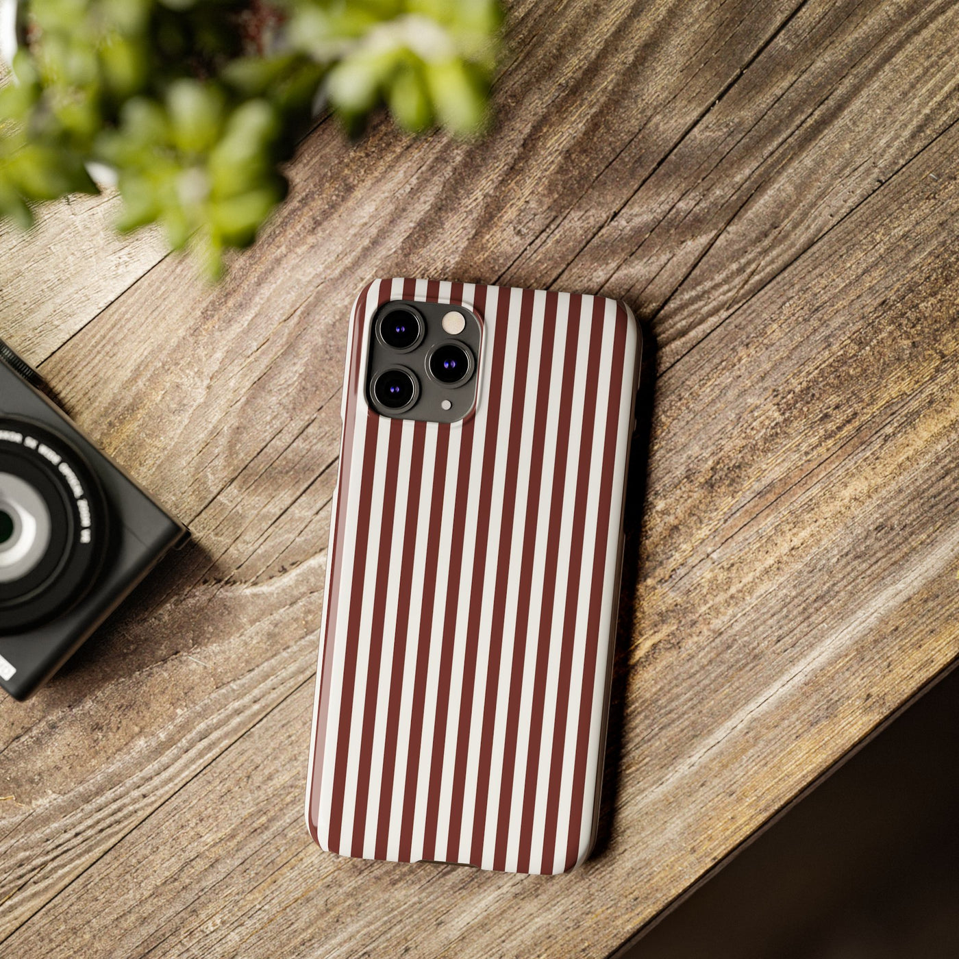 Slim Chocolate Brown Striped Cute Phone Case for Iphone 16 - | iPhone 15 Pro Max Case | iPhone 14 Case Iphone 13 12 11 10 9 8 7 Gift for Her - Studio40ParkLane