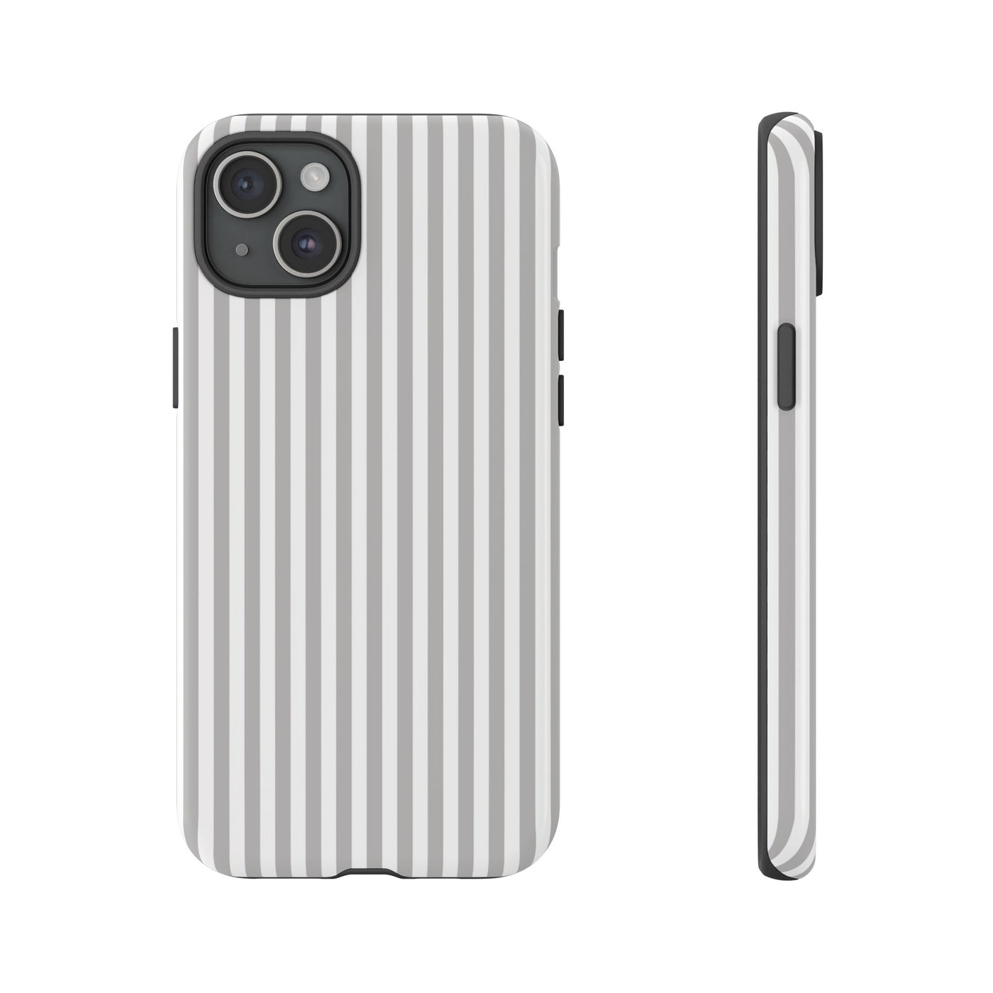 Tough Premium Ash Grey Stripes Phone Case Gift for Her - For Apple iPhone 16 Pro Max 16e iPhone 15 Pro iPhone Iphone 14 Plus 13 Pro 12 SE XR - Studio40ParkLane