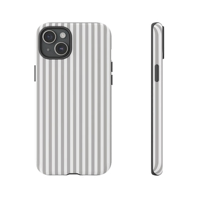 Tough Premium Ash Grey Stripes Phone Case Gift for Her - For Apple iPhone 16 Pro Max 16e iPhone 15 Pro iPhone Iphone 14 Plus 13 Pro 12 SE XR - Studio40ParkLane