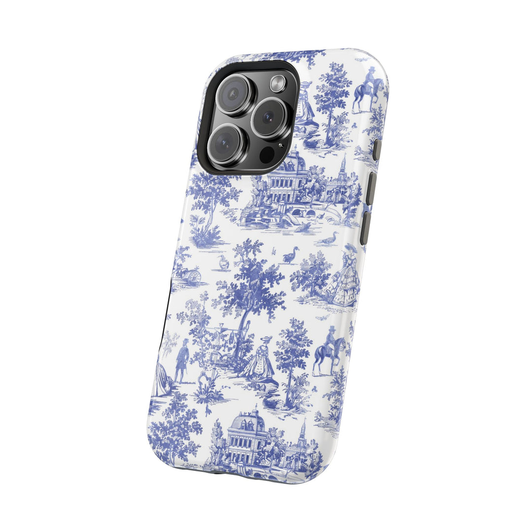 Blue Toile Magnetic Impact-Resistant Cute Phone Case for Iphone 16, iPhone 15 Pro Max Plus 14, 13, 12, 11 Gift for her - Studio40ParkLane