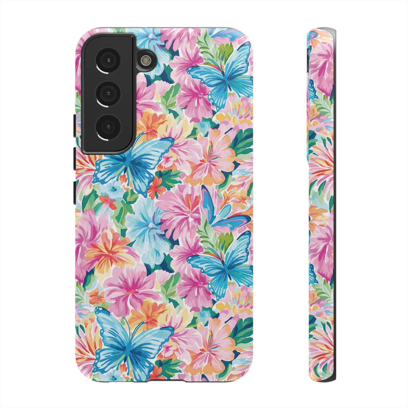 Premium Tough Butterflies Flowers Cute Phone Cases for Samsung S24, S23, S22, S21, S20, Plus and Ultra, Iphone 16 Pro Max,15, 14, 13, 12, 11, 10
