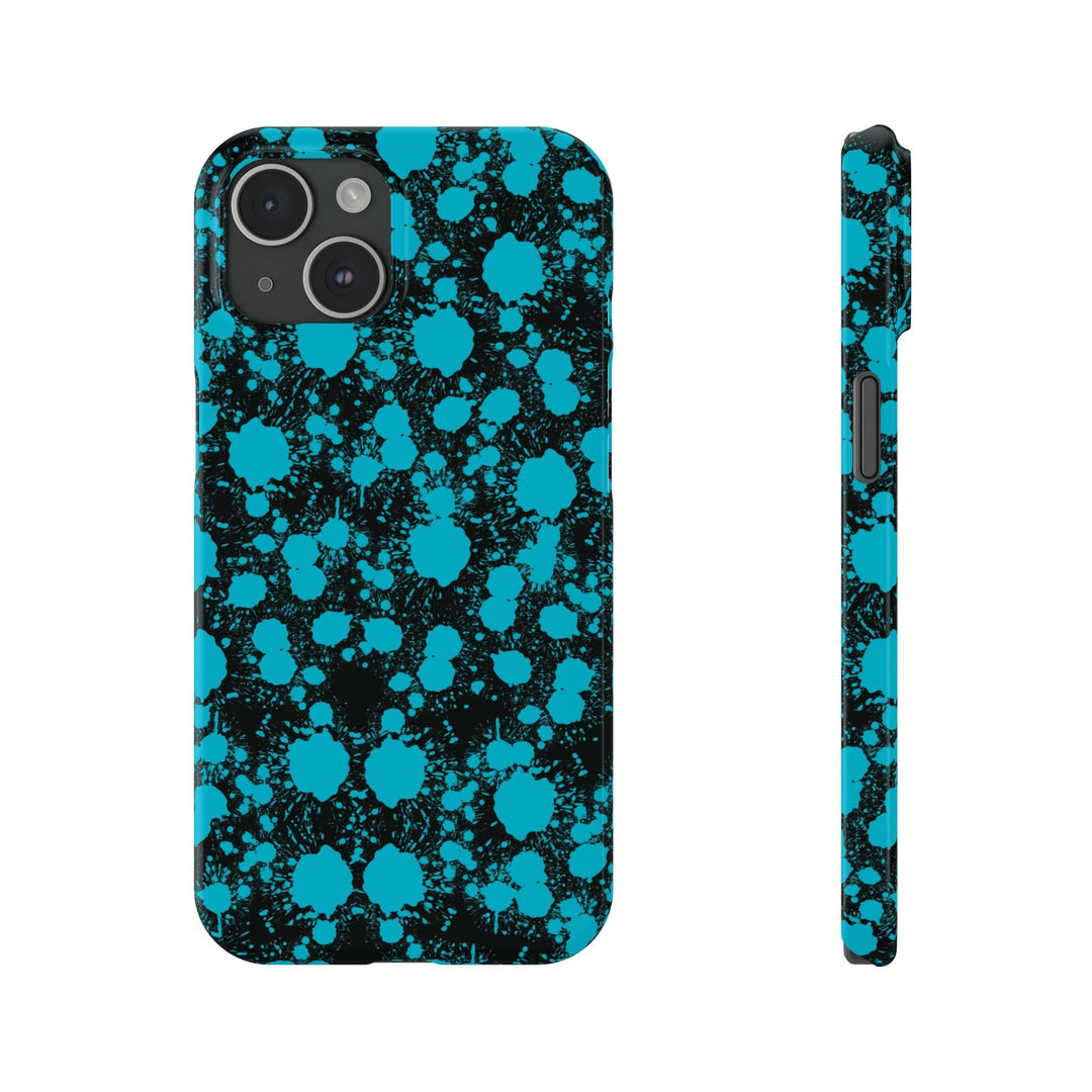 Slim Cute Phone Cases for Iphone - | iPhone 15 Case | iPhone 15 Pro Max Case, Iphone 14 Case, Iphone 14 Pro Max, Iphone 13, Blue Paint Blots Splash - Studio40ParkLane