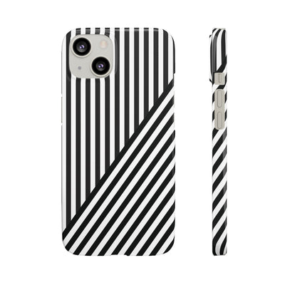 Aesthetic Black White Stripes Cute Phone Case Sleek Snap - For iPhone 17 Pro Max iPhone 16 Pro iPhone 15 Iphone 14 Plus 13 Pro 12 11 10 Gift - Studio40ParkLane