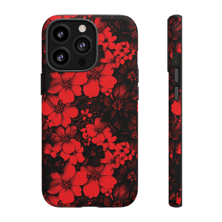 Cute IPhone Case | Red Black Flowers, iPhone 15 Case | iPhone 15 Pro Case, Iphone 14 Case, Iphone 14 Pro Max Case, Protective Iphone Case - Studio40ParkLane