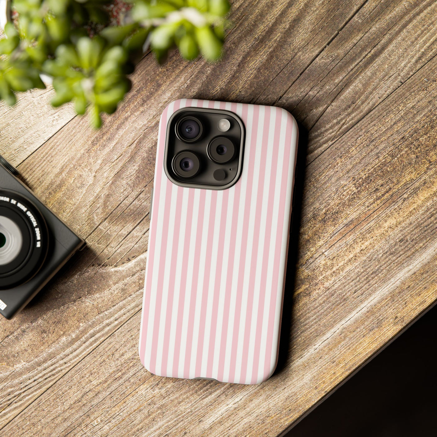 Tough Premium Sweet Pink Stripes Phone Case Gift for Her - For Apple iPhone 16 Pro Max 16e iPhone 15 Pro iPhone Iphone 14 Plus 13 Pro 12 SE XR - Studio40ParkLane