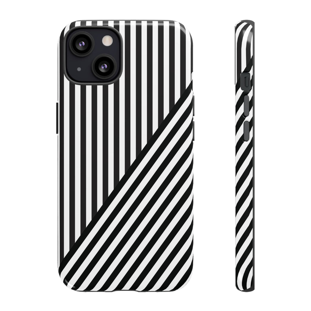 Aesthetic Tough Black White Stripes Phone Case - For iPhone 17 Pro Max iPhone 16 Pro iPhone 15 Iphone 14 Plus 13 Pro 12 11 10 XR - Studio40ParkLane