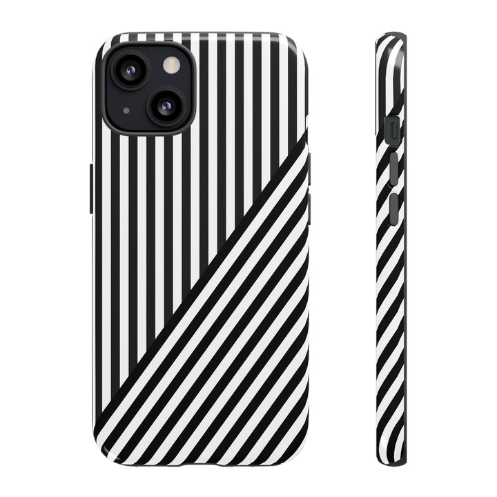 Aesthetic Tough Black White Stripes Phone Case - For iPhone 17 Pro Max iPhone 16 Pro iPhone 15 Iphone 14 Plus 13 Pro 12 11 10 XR - Studio40ParkLane