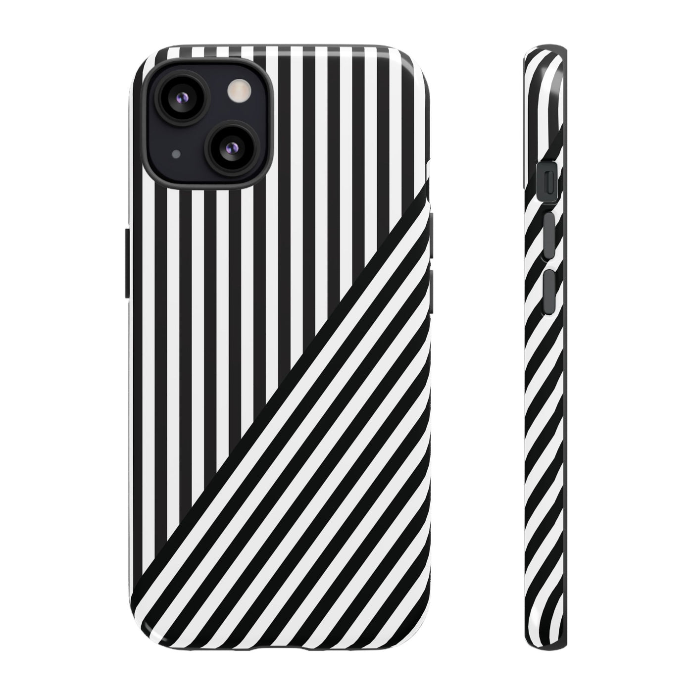 Aesthetic Tough Black White Stripes Phone Case - For iPhone 17 Pro Max iPhone 16 Pro iPhone 15 Iphone 14 Plus 13 Pro 12 11 10 XR - Studio40ParkLane