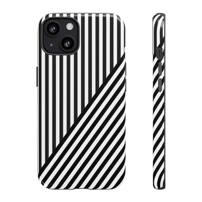 Aesthetic Tough Black White Stripes Phone Case - For iPhone 17 Pro Max iPhone 16 Pro iPhone 15 Iphone 14 Plus 13 Pro 12 11 10 XR - Studio40ParkLane