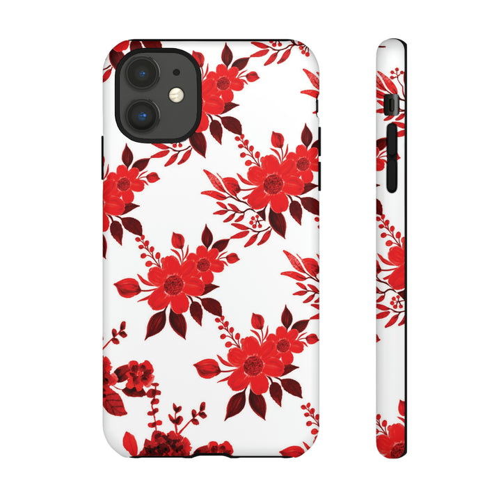 Cute IPhone Case | Red White Flowers, iPhone 15 Case | iPhone 15 Pro Case, Iphone 14 Case, Iphone 14 Pro Max Case, Protective Iphone Case - Studio40ParkLane