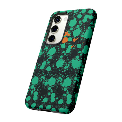 Cute Samsung Phone Case | Aesthetic Samsung Phone Case | Paint Splash Green Orange | Galaxy S23, S22, S21, S20 | Luxury Double Layer | Cool