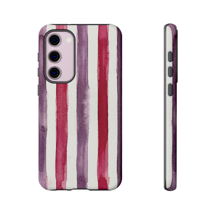 Tough Cute Wine Red Purple Stripes Phone Case, for IPhone 17 Pro Max | Iphone 17 Air, Iphone 16, IPhone 15, 14 13 12, Samsung Galaxy S26, S25, S24, S23 - Studio40ParkLane