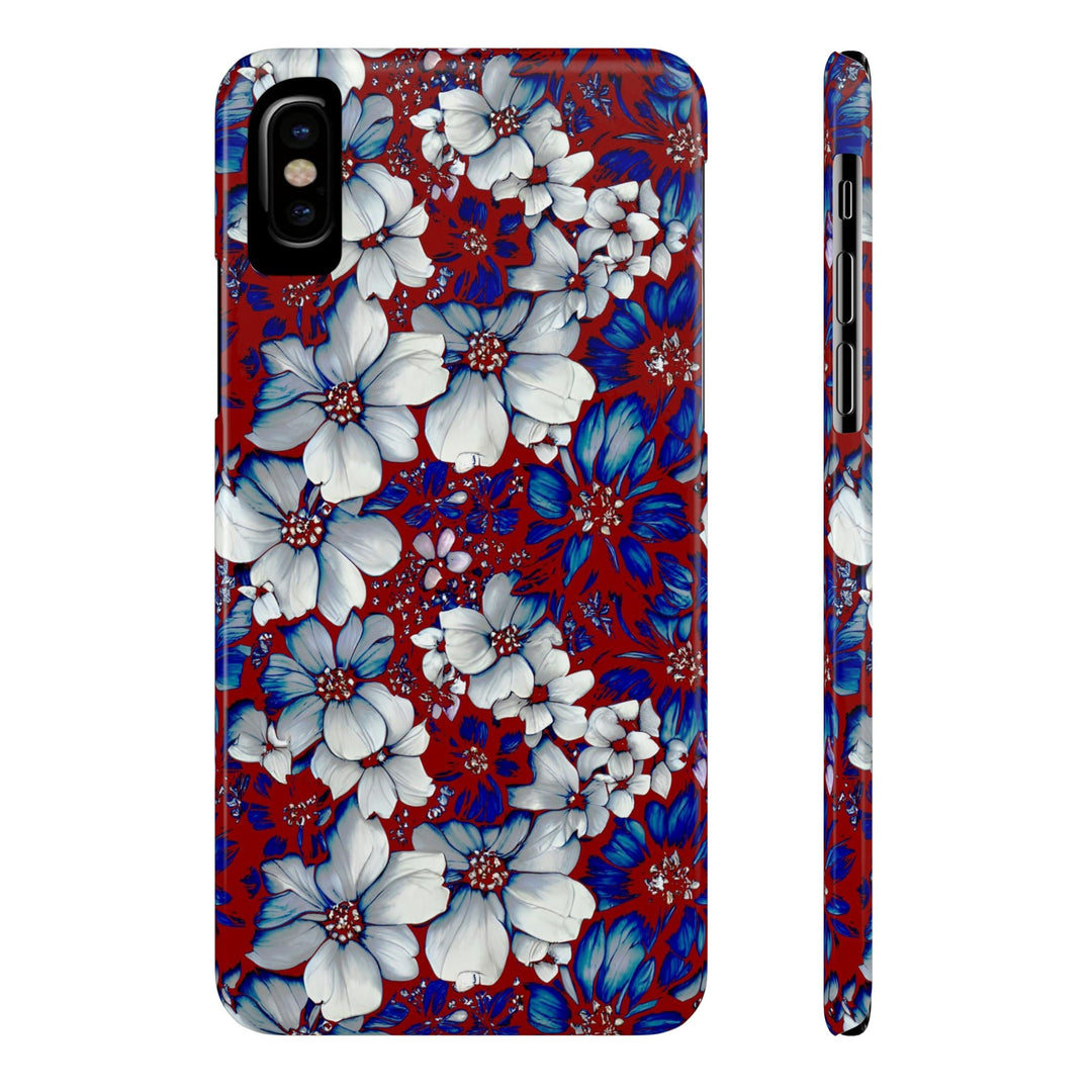 Slim Cute Phone Cases for Iphone - | iPhone 15 Case | iPhone 15 Pro Max Case, Iphone 14 Case, Iphone 14 Pro Max, Iphone 13, Red Blue Flowers - Studio40ParkLane