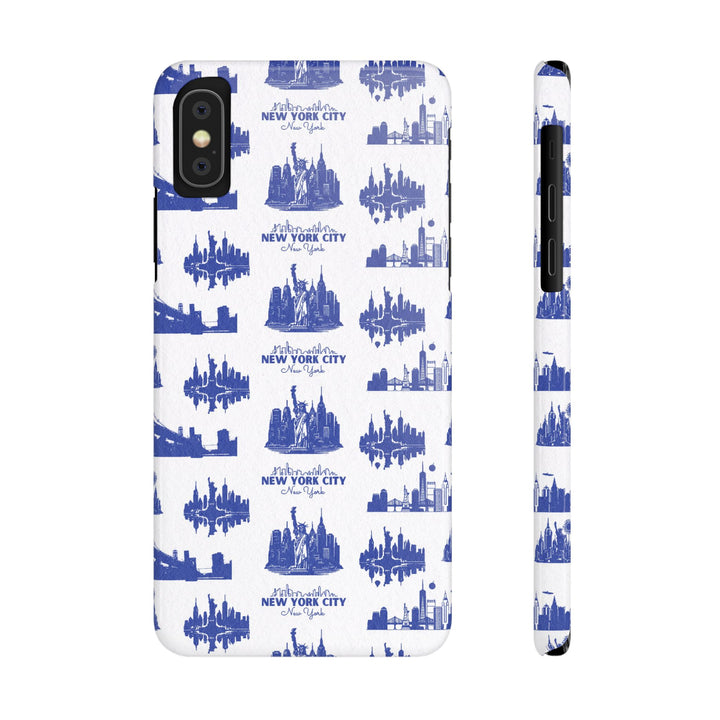 Slim New York Skyline Blue Collage Coquette Gift for Her Cute Phone Cases for Iphone 16 Pro Max | iPhone 15 Case | iPhone 15 Pro Max Case, Iphone 14, Iphone 14 Pro Max, Iphone 13 12 11 8 7 - Studio40ParkLane