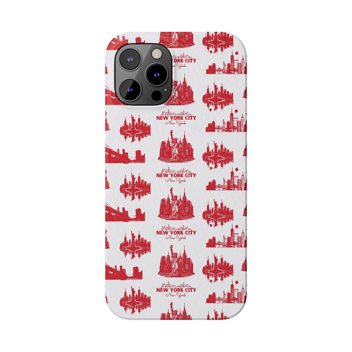 Slim New York Skyline Red Collage Coquette Gift for Her Cute Phone Cases for Iphone 16 Pro Max | iPhone 15 Case | iPhone 15 Pro Max Case, Iphone 14, Iphone 14 Pro Max, Iphone 13 12 11 8 7 - Studio40ParkLane