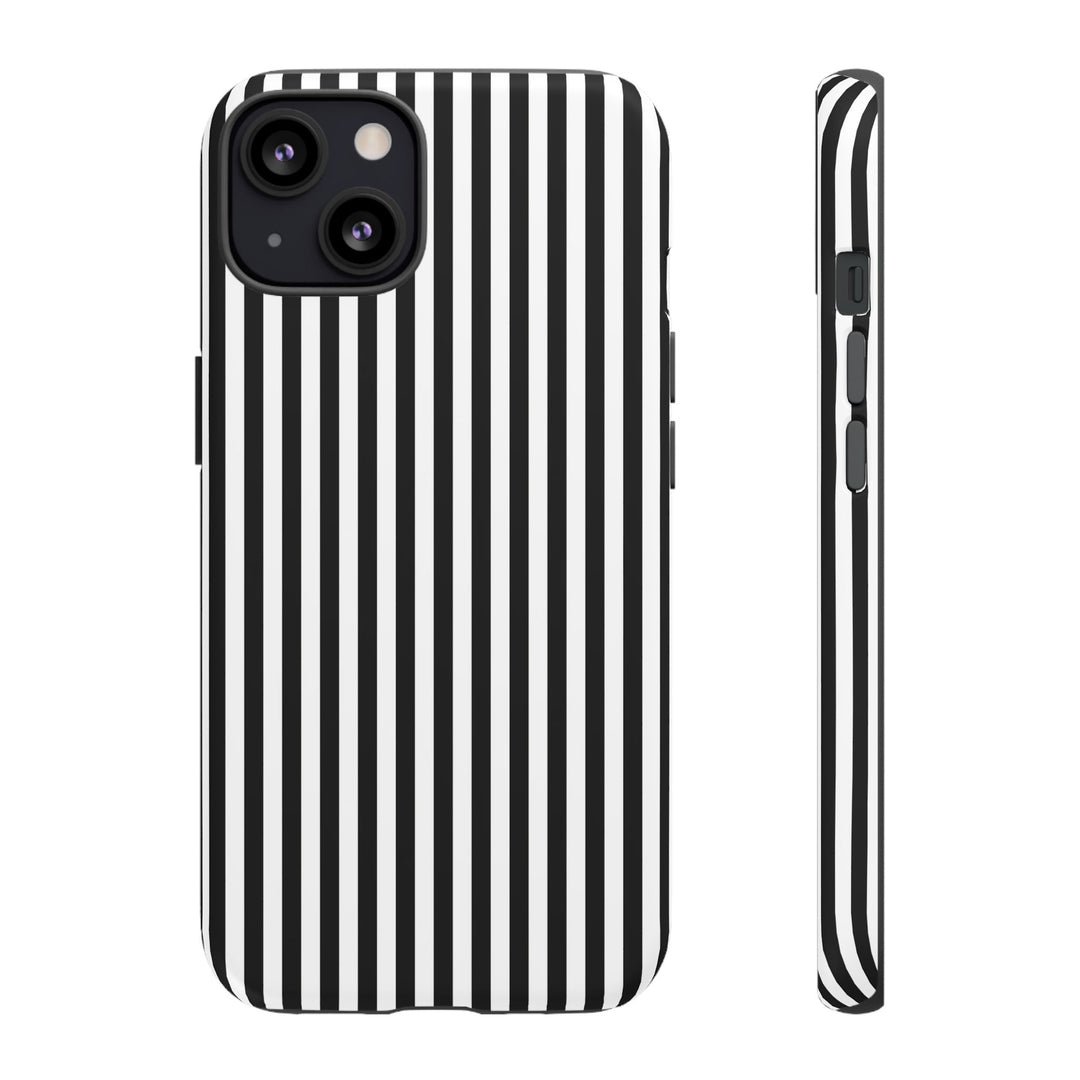 Tough Premium Black White Stripes Phone Case Gift for Her - For Apple iPhone 16 Pro Max 16e iPhone 15 Pro iPhone Iphone 14 Plus 13 Pro 12 SE XR - Studio40ParkLane