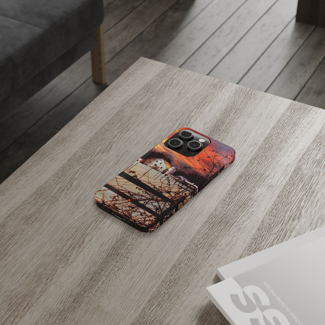 Slim Cute Phone Cases for Iphone - | iPhone 15 Case | iPhone 15 Pro Max Case, Iphone 14 Case, Iphone 14 Pro Max, Iphone 13, New England Winter Sunset - Studio40ParkLane
