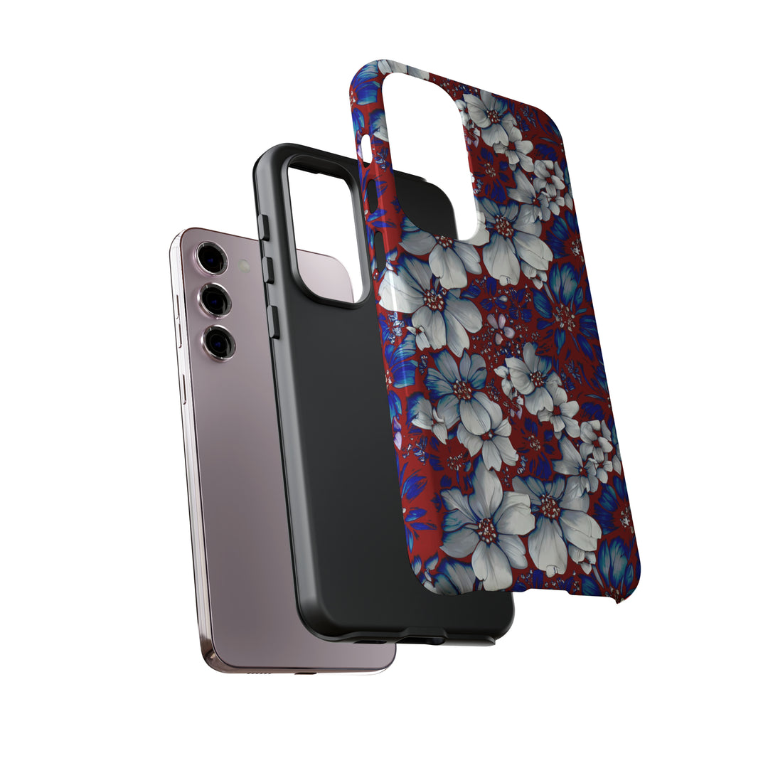 Cute Samsung Phone Case | Aesthetic Samsung Phone Case | Galaxy S23, S22, S21, S20 | Red Blue Flowers, Protective Phone Case - Studio40ParkLane