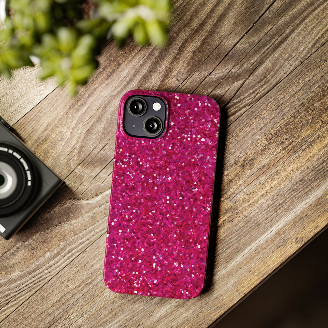 Slim Muted Pink Faux Play on Glitter Effect Cute Phone Cases for Iphone 16 Pro Max | iPhone 15 Case | iPhone 15 Pro Max Case, Iphone 14, Iphone 14 Pro Max, Iphone 13 12 11 8 7 - Studio40ParkLane