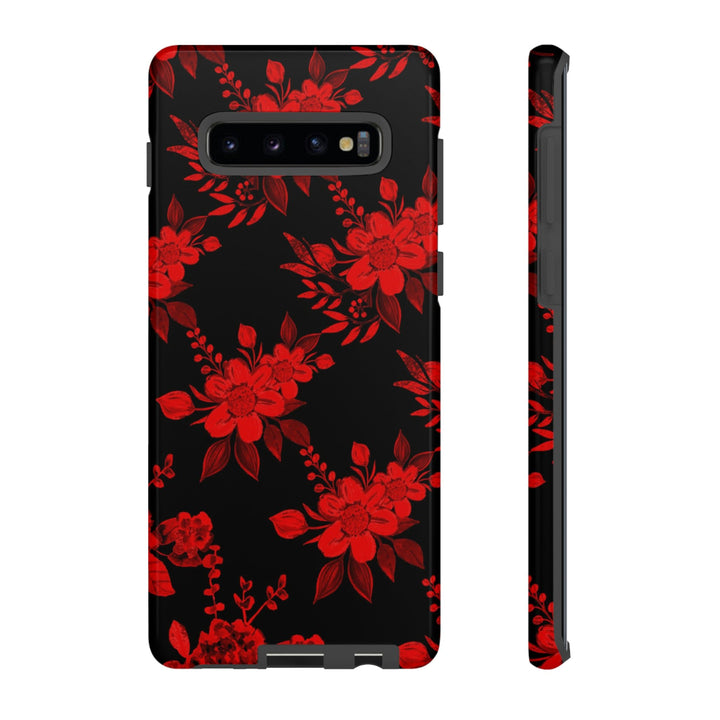 Cute Samsung Phone Case | Aesthetic Samsung Phone Case | Galaxy S23, S22, S21, S20 | Red Black Flowers, Protective Phone Case - Studio40ParkLane
