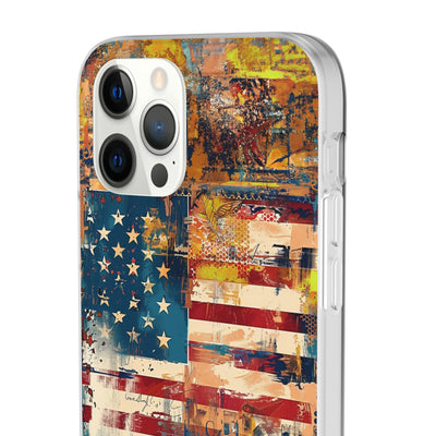 Cute Flexi Phone Cases, US Flag Abstract, Compatible with Samsung Galaxy S23, Samsung S22, Samsung S21, Samsung S20, Galaxy S20 Ultra