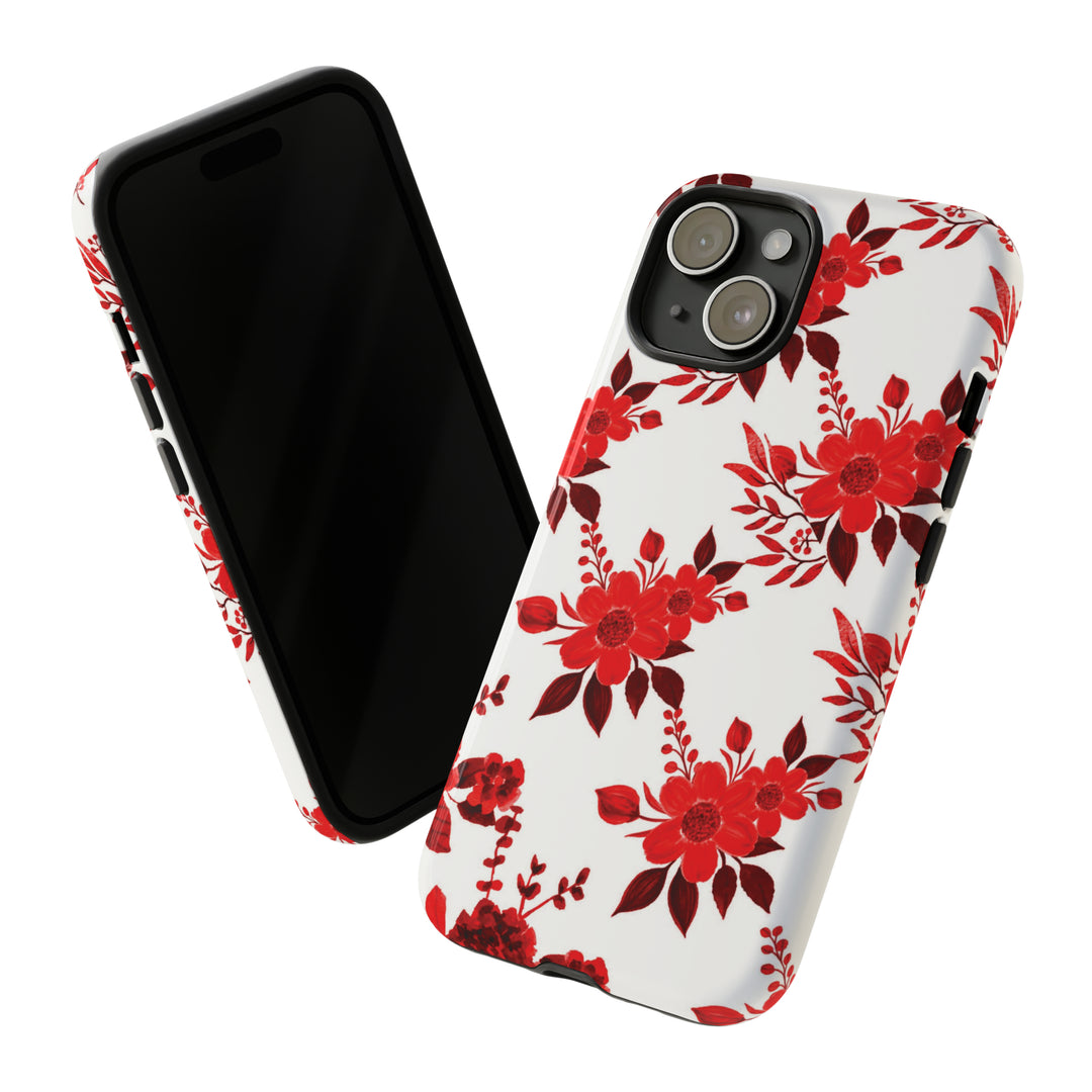 Cute IPhone Case | Red White Flowers, iPhone 15 Case | iPhone 15 Pro Case, Iphone 14 Case, Iphone 14 Pro Max Case, Protective Iphone Case - Studio40ParkLane