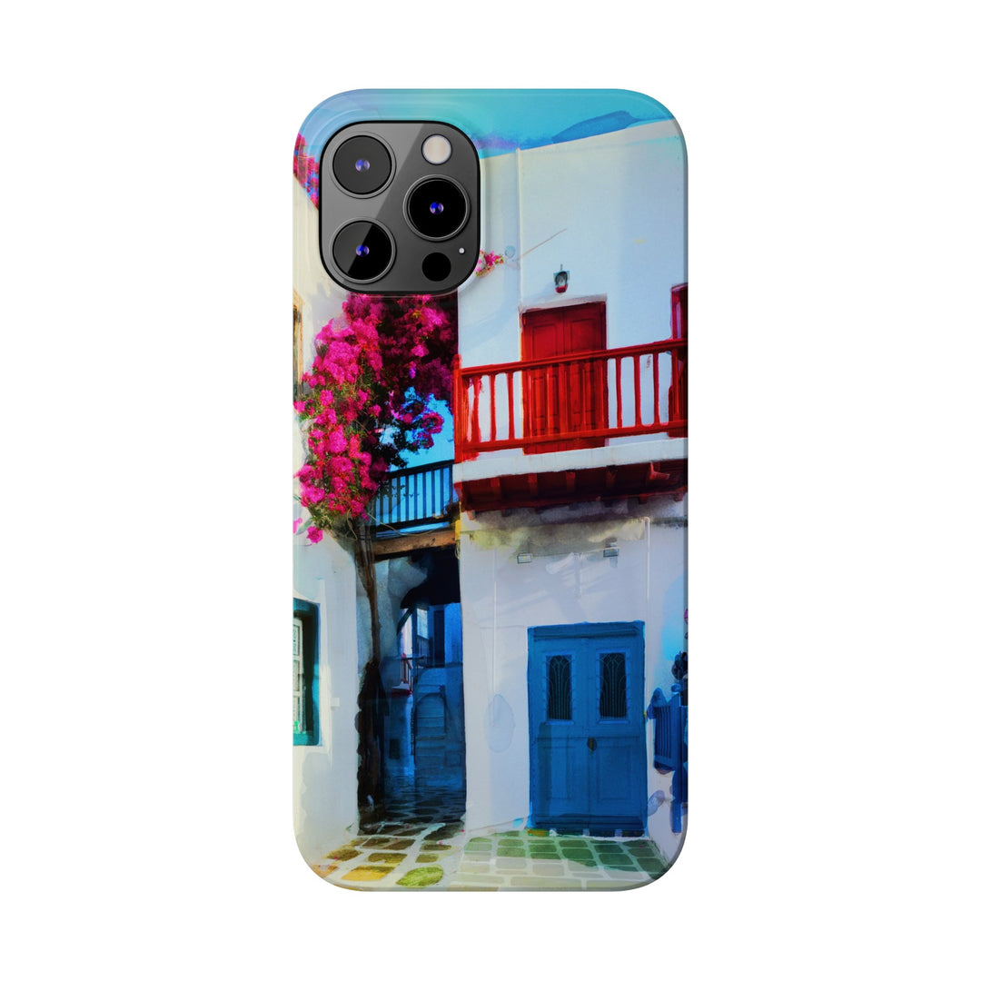Slim Cute Phone Cases for Iphone | iPhone 15 Case | iPhone 15 Pro Max Case, Iphone 14, Iphone 14 Pro Max, Iphone 13, Colorful Greek Alley Watercolor - Studio40ParkLane