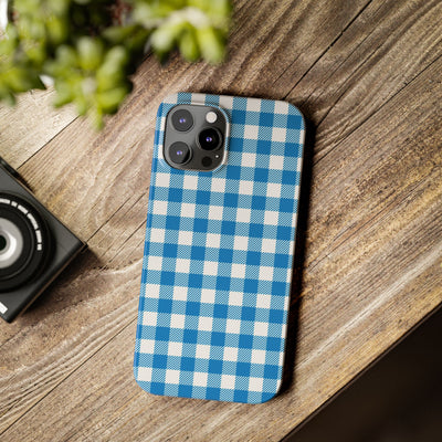 Slim Blue Gingham Gift for Her Cute Phone Cases for Iphone 16 Pro Max | iPhone 15 Case | iPhone 15 Pro Max Case, Iphone 14, 13, 12, 11, 10, 8, 7