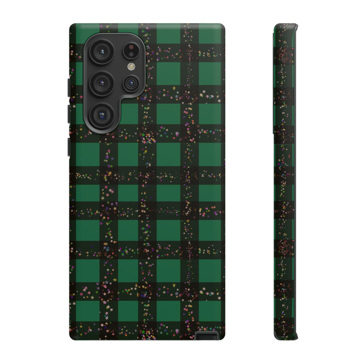 Cute Samsung Phone Cases, Designer Samsung Galaxy S23 Phone Case, Samsung S22 Case, Samsung S21 Case, Samsung S20 Case, Green Festive Plaid - Studio40ParkLane
