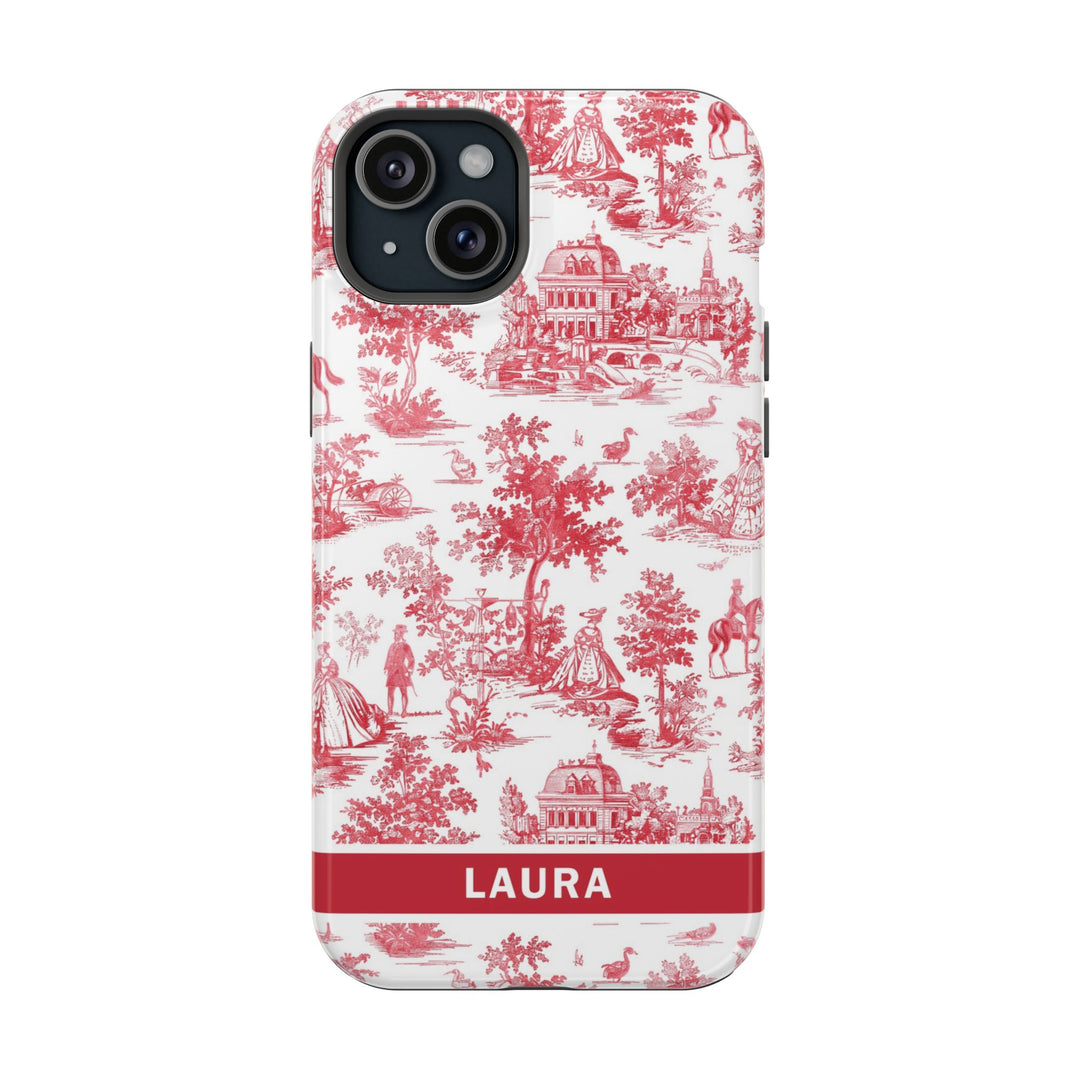 Magsafe French Toile Personalized Initial Custom Gift for Her Cute Phone Cases for Iphone 16 Pro Max | iPhone 15 Case | iPhone 15 Pro Max Case, Iphone 14, 13, 12, 11, 10, 8, 7 - Studio40ParkLane