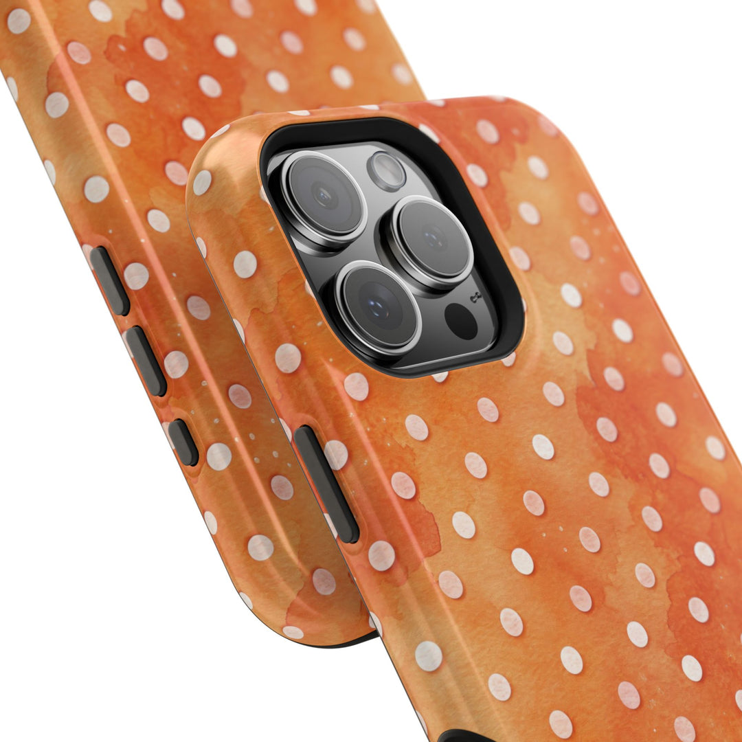 Aesthetic Tough Magsafe Orange Polka Dots Phone Case - For iPhone 17 Pro Max iPhone 16 Pro iPhone 15 Iphone 14 Plus 13 Pro 12 11 10 XR - Studio40ParkLane