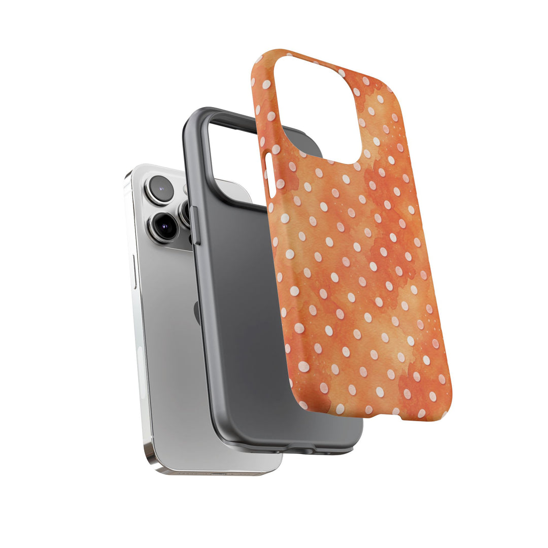 Aesthetic Tough Orange Polka Dots Watercolor Phone Case - For iPhone 17 Pro Max iPhone 16 Pro iPhone 15 Iphone 14 Plus 13 Pro 12 11 10 XR - Studio40ParkLane